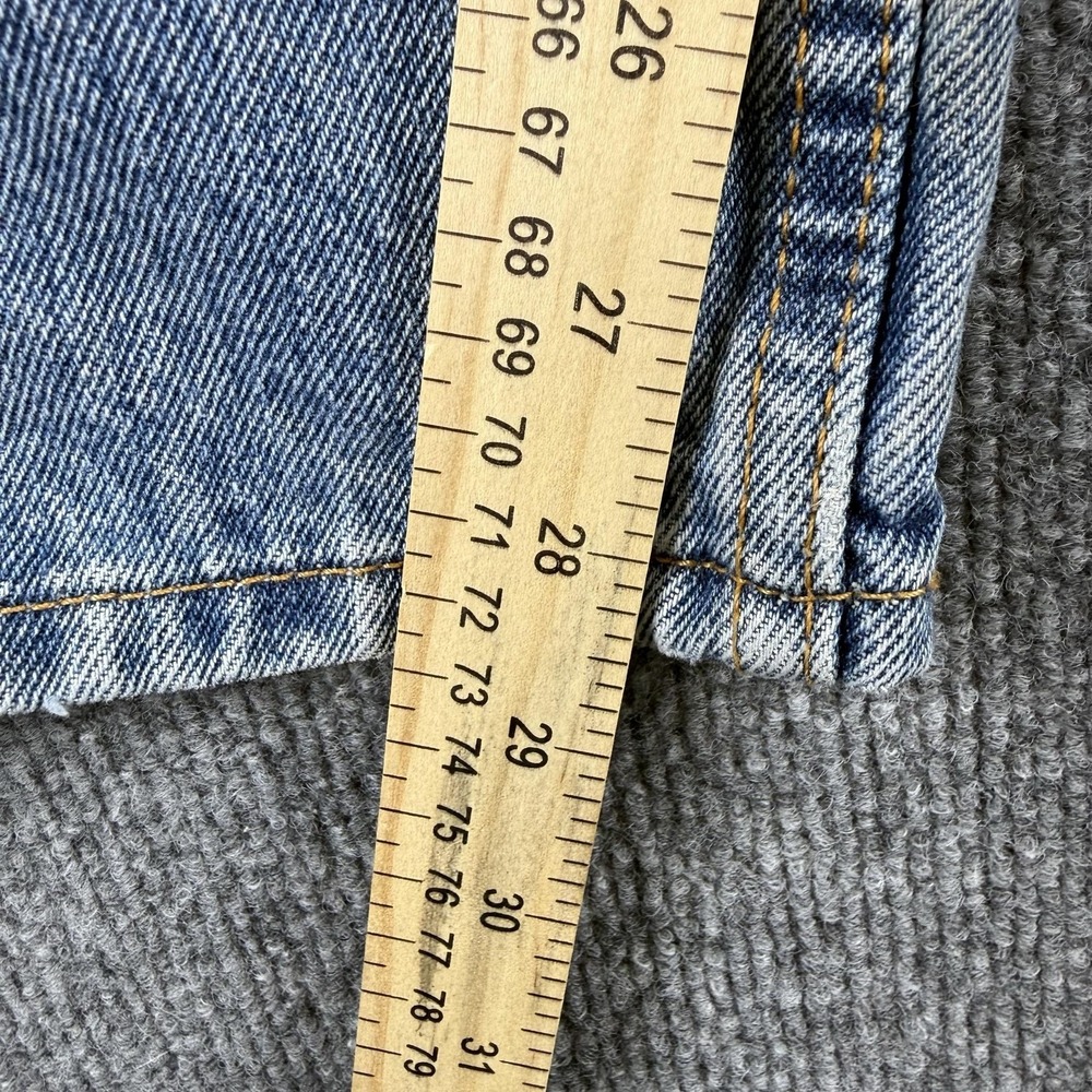 Levis 505 Jeans Mens 34x30 Light Wash Blue Straight Denim Stain Workwear - Picture 4 of 9